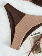 Natalie | Ribbed Two Tone High Leg Bikini